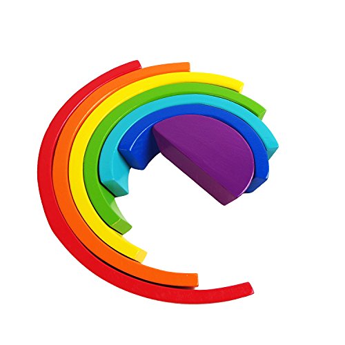 Wooden Rainbow Stacking Game Stacker Learning Toy Geometry Building Blocks Creative Nesting Educational Toys for Kids Baby Toddlers
