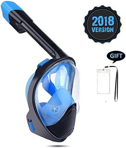 180° Full Face Snorkel Mask With Action Camera Mount, Easy Breathe Anti-fog Anti-leak Technology, Large Viewing Area for Man and Women