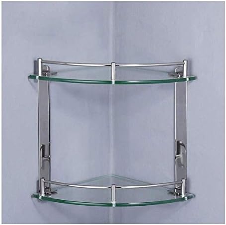Lmlaw Towel Rail Glass Corner Shelf With Stainless Steel Towel Rail And Hooks Tempered Glass Bathroom Shelves Wall Mounted Bathroom Shelf Size2tiers