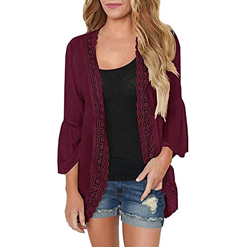 Gillberry Women's Summer Casual Loose Lace Long Cardigan Plus Size Shawl Outerwear Kimono Tops Camisoles and Pareos