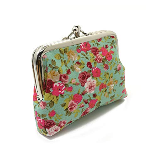 Cute Floral Buckle Coin Purses Vintage Pouch Kiss-lock Change Purse Wallets (06)