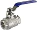 Duda Energy 2PCBV-WOG200-F050 Full Port Ball Valve, 1/2" NPT, 2 Piece, 304 Stainless Steel with Blue Vinyl Handle.5" primary