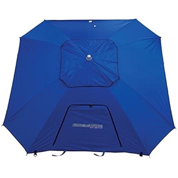 RIO BEACH 8 Ft. Extreme Shade Total Sun Block Beach Umbrella Shelter w/Window and Anchor - Blue