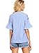 Romwe Women's Cute Blouse Short Sleeve Summer Tunic Top Blue M