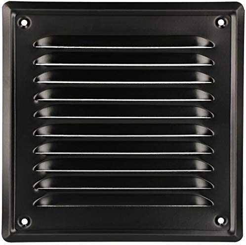 KOTARBAU® Air Vent Grille Cover 165 mm x 165 mm (6.5 x 6.5 inch) Black Galvanized Steel Duct Ventilation Mesh Insect Protection Louver Powder Coated