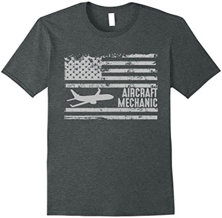 Mens American Aircraft Mechanic United States Flag Gift T-Shirt 2XL Dark Heather