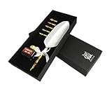 Calligraphy Set - White (CS-0200) with Real Feather and Stainless Steel Nib