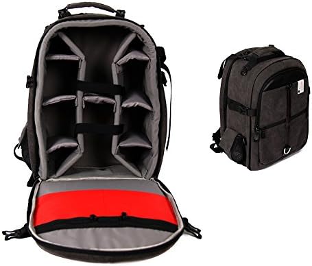Shineda Hard Shell Water Resistant Canvas Camera DSLR Backpack for Canon Sony Nikon with 10 Variable Compartments, 15" Laptop and iPad Storage, Tripod Holder (Dark Gray)