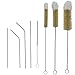 TSNZ Bottle Brush & Straw Kit, Set of 3 Natural Boar Bristle Brushes, Soft Cotton Tipped, Small, Medium & Large. Includes 4 Stainless Steel Drinking Straws with a Nylon Straw Brush