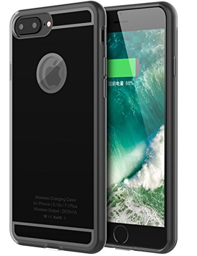 iPhone 7 Plus Wireless Receiver Case ,Foxin Apple iPhone Qi Wireless Charging case Flexible Lightning Connector [1A Upgrade] (Black)
