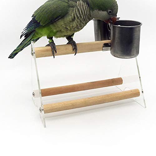 Gatycallaty Bird Parrot Feeding Cups Cage Hanging Bowl Stainless Steel Perches Play Stand with Clamp Bird Coop Cups Seed Water Food Dish Feeder Bowl Birdcage