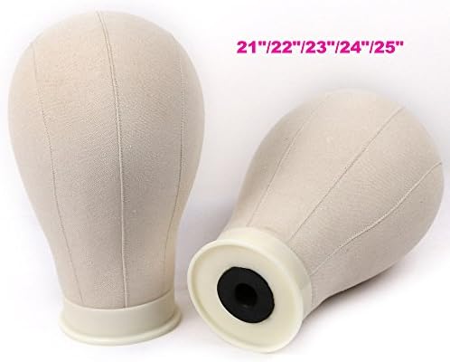 Canvas Block Head and Stand Wig Display Head Professional Mannequin Canvas Block Head and Stand 21"-25" Available Wig Bolck Head and Stand (25" With Stand))