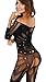 Freemale Womens Sexy Black Fishnet Lingerie Bodysuits Crotchless Bodystockings Babydoll (Black)