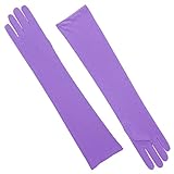 Long Purple Satin Gloves - Adult Std.