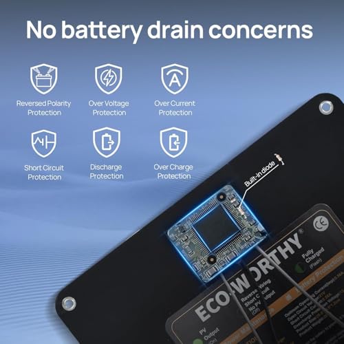 ECO-WORTHY Upgrade 10W Solar Car Battery Trickle Charger & Maintainer, Waterproof 12V Solar Panel OBD2 Charger Kit with Portable Stand for Car, Automotive, Motorcycle, Motorhome, Trailer, Snowmobile