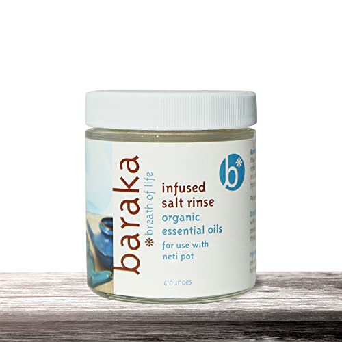 Baraka Infused Sea Salt - Neti Pot Salt for Sinus Rinse & Nose Cleaner, Essential Oil Infused Neti Salt w/Virginia Cedarwood, Palmarosa, Green Myrtle, Fir Balsam & Rosemary, 4 oz (1 Pack)