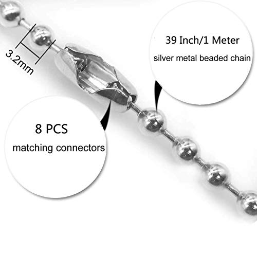 MECCANIXITY Pull Chain Extension - 118 Inch (300cm) Long, 0.12" Dia. Black Beaded Ball Chain With Connectors - View #8