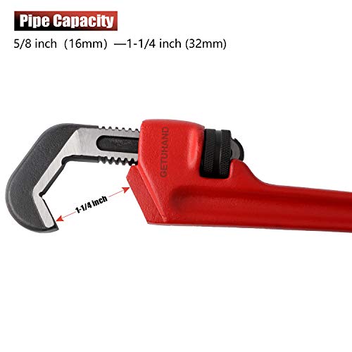 GETUHAND 14-1/2-inch Heavy Duty Hex Pipe Wrench, Model T-017 Straight Plumbing Wrench, 5/8" - 1 1/4" Capacity - Thumbnail 2