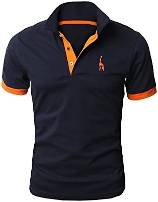 DLSCOLO Mens Casual Solid Color Giraffe 3 embroidery Polo Shirts Single or Pack