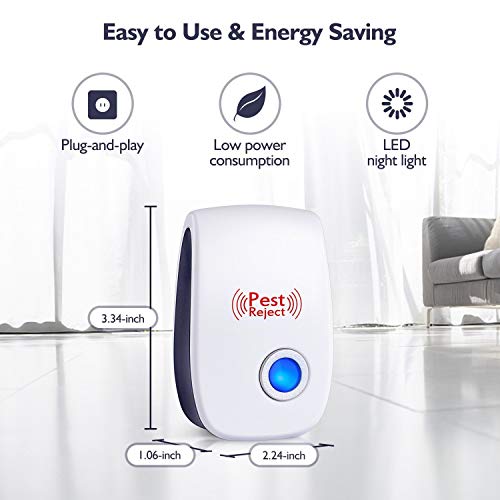 Ultrasonic Pest Repeller,2019 Newest Pest Control Ultrasonic Repellent- 5 Packs Electronic Pest Control Plug in Indoor Repellent - Best Pest Reject Controller for Mice, Mosquito, Insects,Spider