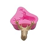 3D Stag's Head Mold Christmas Deer Silicone Mould Fondant Cake Decorating Mold elk Mold By Palker sky