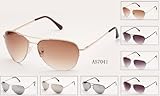 Metal Classic Spring Temple Hinge Half Frame Aviator Sunglasses