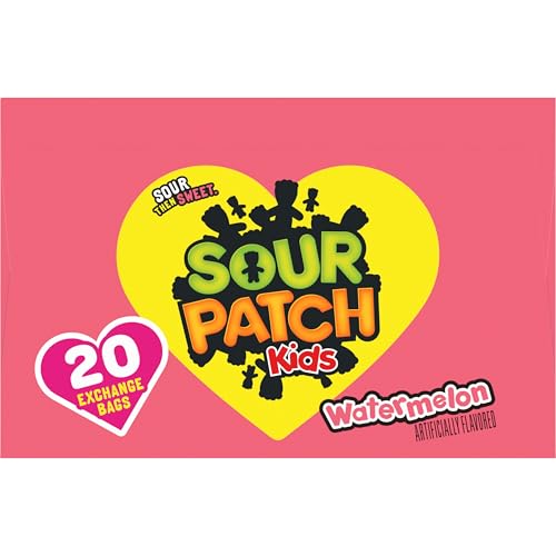 SOUR PATCH KIDS WATERMELON SOFT & CHEWY VALENTINE’S DAY CANDY, 20 SNACK PACKS