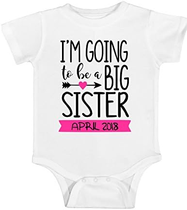 Blu Magnolia Co Baby Girls' I'm Going to be a Big Sister Shirt or Bodysuit | Custom Date in Banner