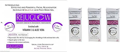 Rejuglow Face Wash Gel (100 ml) Enriched With Vitamin E & Aloe Vera Dead Skin Cells (Pack of 3), from Life Line Medicos