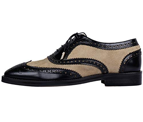 Lethato Wingtip Brogue Oxford Dress Shoes Handmade Men's Genuine Leather Lace up Dress Shoes Camel