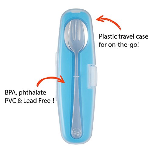 image for Innobaby Din Din Smart Stainless Steel Spoon and Fork with Carrying Ca