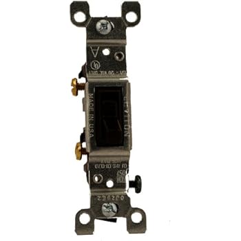 Leviton, Brown 1451-2 15 Amp, 120 Volt, Toggle Framed Single-Pole AC Quiet Switch, Residential Grade, Grounding, 1 Count