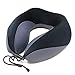 Konstantinopolis ✈︎ Washable Travel Memory Foam Neck Support Pillow for Airplanes - with Comfortable Voyage 3D Sleep Eye Mask, Compact Naps EarPlugs and The Best Traveling Kit Carry Bag, Black/Gray