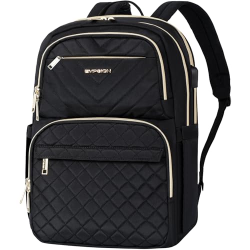 EMPSIGN Laptop Backpack Purse for Women and Men with USB Charging Port, 17 Inch Travel Water Resistant Quilted Backpack, High-Capacity 40L Work Business Computer Backpack