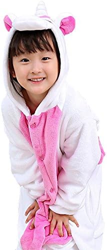 Hot Unicorn Kid Pajamas Kigurumi Cosplay Animal Costume Onesie Sleepwear for Halloween (XL, Pink)