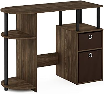 JAYA Simplistisch Computer-Schreibtisch mit Schubladen, Columbia Walnuss/Schwarz