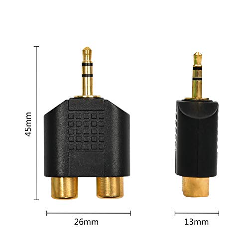 RCA Splitter (2-Pack of) Gold Plated RCA to 3.5mm Stereo to 2-RCA Male to Female Adapter,Audio Splitter Adapter, Dual RCA Jack Adapter - Thumbnail 2