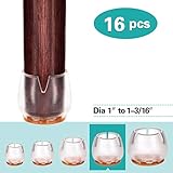 MelonBoat Chair Leg Feet Wood Floor Protectors Set, Felt Pads, Round 1 to 1-1/8 inch (Clear 16 Pack)