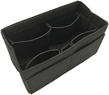 Large Felt Purse Organizer Insert, Multi-Pocket Handbag Shaper, fits Tote Bag like Speedy or Neverfull (Black)