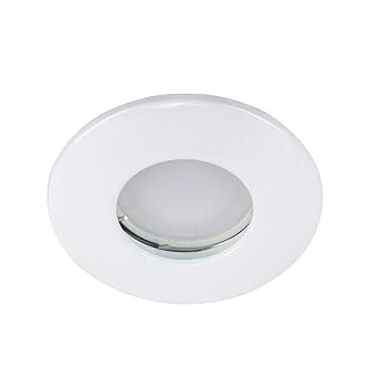 Pack Of 4 Minisun Fire Rated Bathroom Shower Ip65 Gloss White Domed Ceiling Downlights Complete With 5w Led Bulbs 3000k Warm White