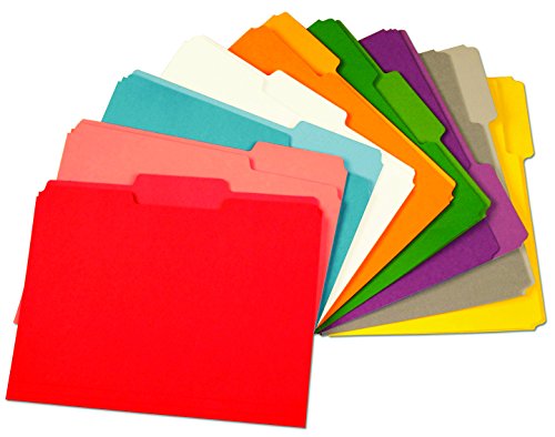 Staples Colored File Folders, Letter, 3 Tab, Assortment B, 100/Box