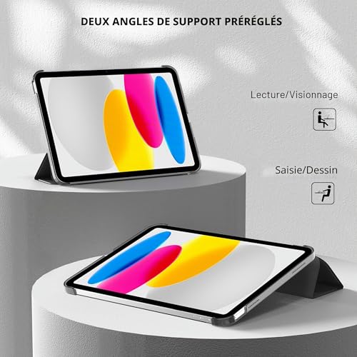 EasyAcc Case for iPad A16 11th 2025 11 Inch/iPad 10th Generation 10.9 Inch 2022, Ultra Slim Translucent Matte Protective Case with Auto Wake/Sleep Function, Black