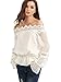 SheIn Women's Off The Shoulder Crochet Long Sleeve Blouse - White Large