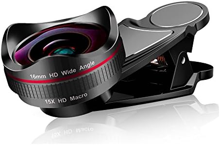 JAYLINNA 2 in 1 Cell Phone Lens Kits,4K HD Wide Angle Lens+15x Super Micro Clip On Camera Lens for iphone 8/iphone X,iphone 7/7 plus,Samsung s6/s7/s8,Sony iPad & More Smartphones