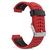 MoKo Garmin Forerunner 235 Watch Band, Soft Silicone Replacement Watch Band for Garmin Forerunner 235/220/230/620/630/735XT - Red & Black
