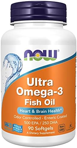 Complément Alimentaire Now Foods – 90 Capsules De DHA-500 Et EPA-250 – Pour Le Cerveau Et Le Cœur
