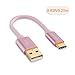USB Type C Cable, CableCreation Short 0.8FT Braided Type C (USB-C) to standard USB A Cable for the New Macbook 12-inch, Google ChromeBook Pixel,Nexus 5X/6P, & More,, Rose Gold [56K Ohm Resistance]