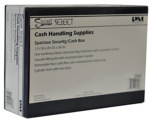 PM Company SecurIT Cash Lock Box, 9-Compartment Removable Tray, 12-1/8 x 8-3/4 x 3-3/4 Inch, Black (04804) - Thumbnail 3