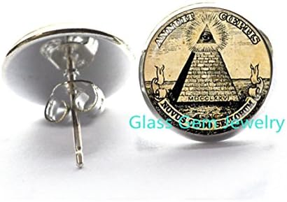 Annuit Coeptis Stud Earrings Egypt Pyramid Earrings Eye of Providence Masonic Illuminati Masonic Sign Sacred Geometry Earrings ,Q0272