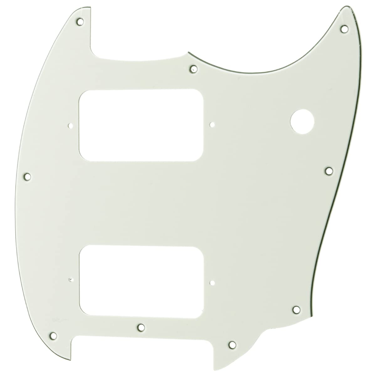 Musiclily Pro 9 Holes Round Corner HH Guitar Pickguard 2 Humbuckers for Squier Bullet Series Mustang Electric Guitar, 3Ply Aged White